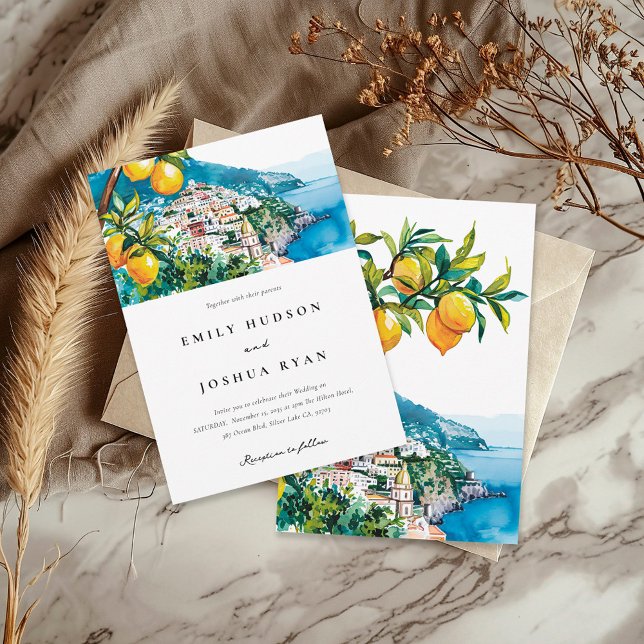 Lemon Citrus Amalfi Coast Italian Wedding Invitation (Creator Uploaded)
