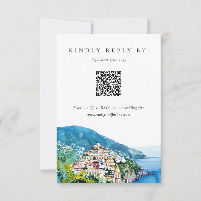 Lemon Citrus Amalfi Coast Wedding RSVP Card (Front)