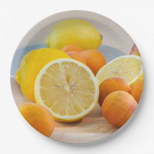 Lemon Citrus And Apricots Fruit Food Photography Paper Plate