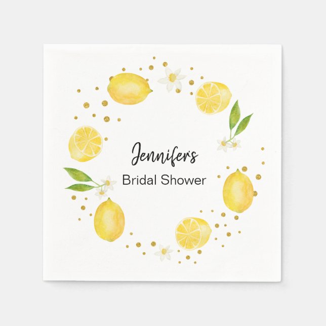 Lemon Citrus and Gold Napkin (Front)