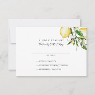 Lemon Citrus  and leaves yellow Wedding RSVP