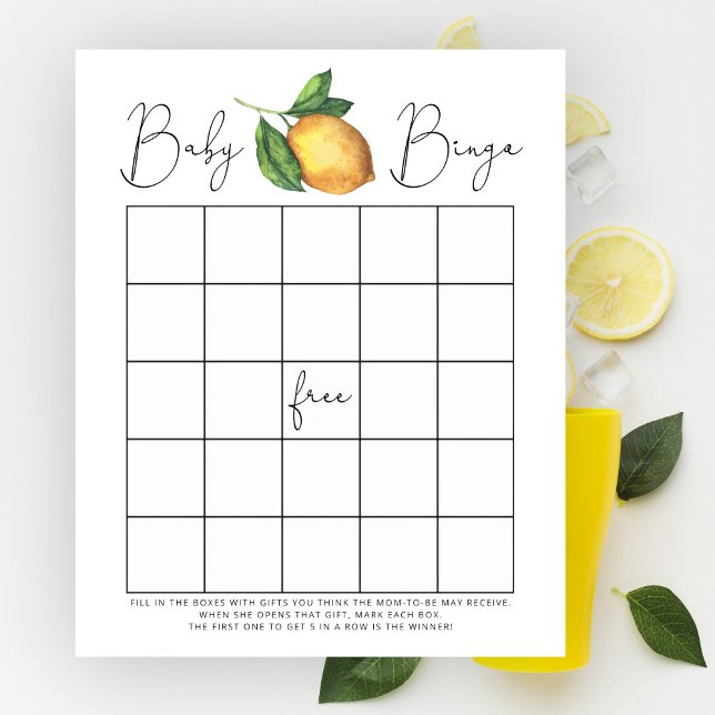 Lemon citrus baby shower Bingo game (Creator Uploaded)