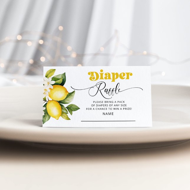 Lemon citrus baby shower diaper raffle ticket enclosure card (Creator Uploaded)