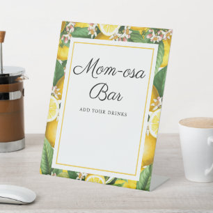 Lemon Citrus Baby Shower Mom-osa Bar  Pedestal Sign