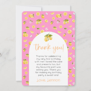 Lemon Citrus Birthday Photo Thank You Invitation