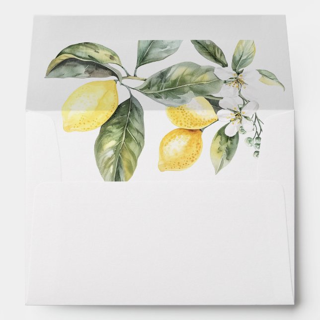 Lemon Citrus Botanical Nature Wedding Envelope (Back (Bottom))