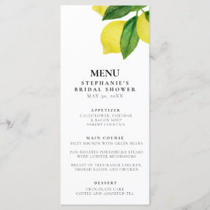  Lemon Citrus Branch Greenery Bridal Shower      Menu
