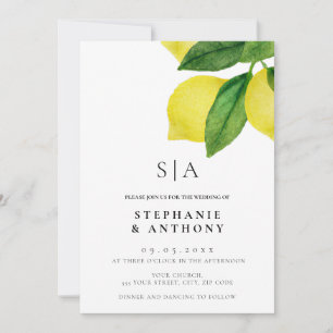  Lemon Citrus Branch Greenery Wedding      Invitation