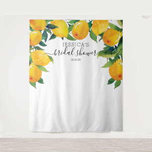 Lemon Citrus Bridal Main Squeeze Welcome Sign Tapestry