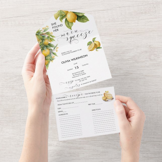 Lemon | Citrus | Bridal Shower  All In One Invitation (Tearaway)