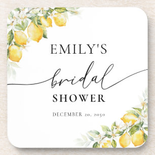 Lemon Citrus Bridal Shower beverage coaster