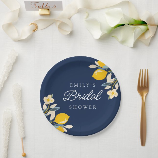 Lemon Citrus Bridal Shower Paper Plate (Wedding)