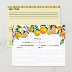 Lemon   Citrus   Bridal Shower Recipe Card