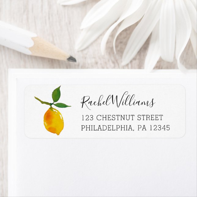 Lemon Citrus Bridal Shower Return Address Label (Insitu)