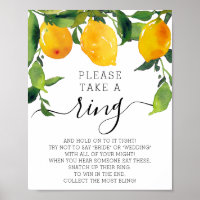Lemon Citrus Bridal Shower Ring Game Poster