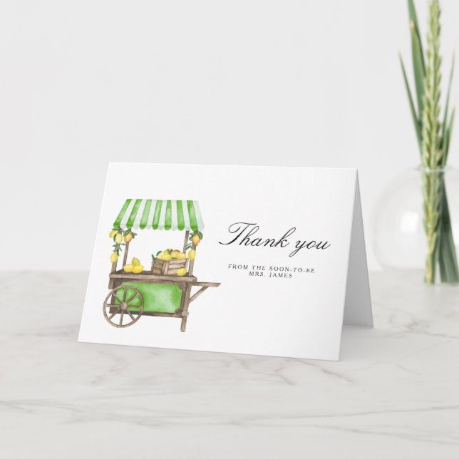 Lemon Citrus - bridal shower thank you card (Front)