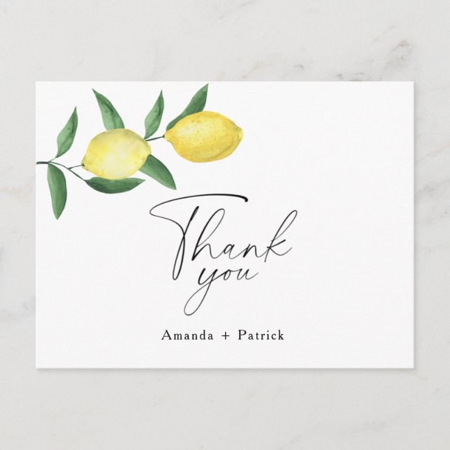 Lemon Citrus - bridal shower thank you card (Front)