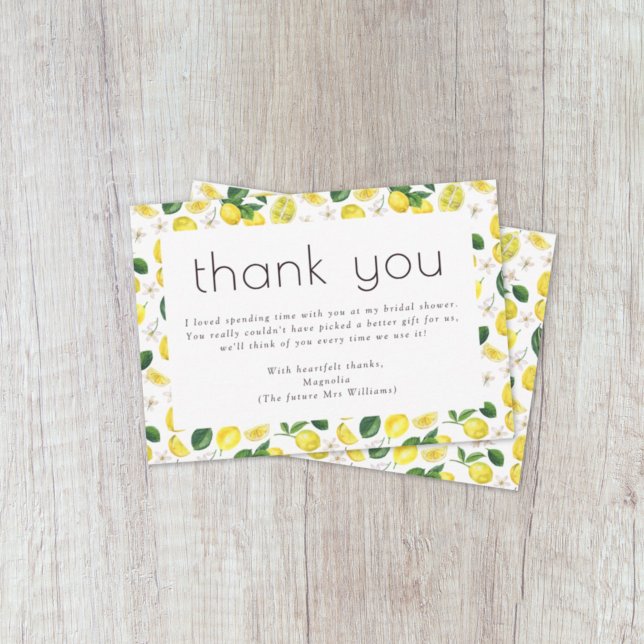 Lemon Citrus Bridal Shower Thank You Card (Creator Uploaded)