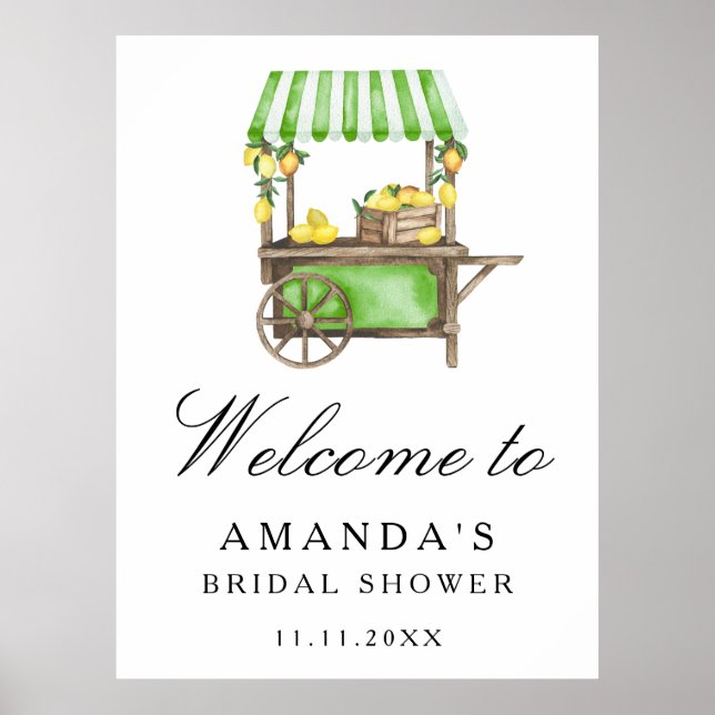 Lemon Citrus - bridal shower welcome sign (Front)