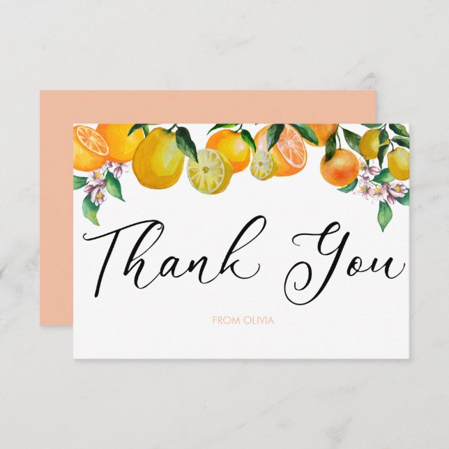 Lemon | Citrus | Bridal Thank You Cards (Front/Back)