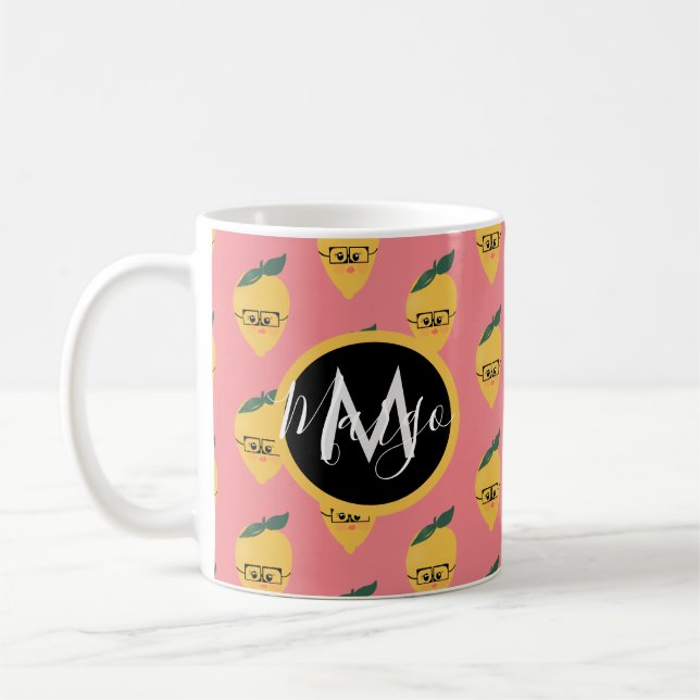 Lemon Citrus Cartoon Pattern Coffee Mug (Left)