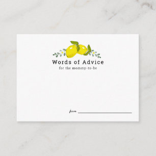 Lemon Citrus Floral Baby Shower Advice Cards