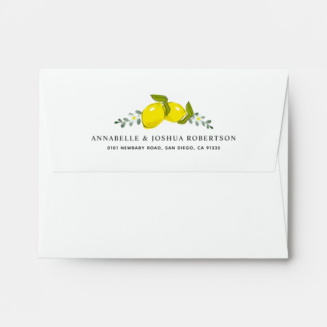 Lemon Citrus Floral Simple White Envelope (Back (Top Flap))