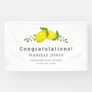 Lemon Citrus Floral White Graduation Banner