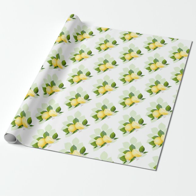 Lemon Citrus Fruit Botanical Wrapping Paper (Unrolled)