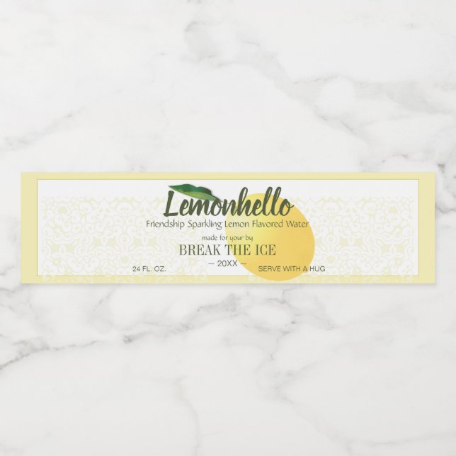 Lemon Citrus Fruit | Friendship Hello Funny Water Bottle Label (Single Label)