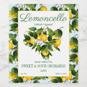 Lemon Citrus Fruit Lemoncello Wine Label