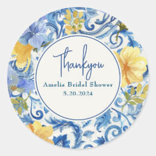 Lemon citrus fruit Main squeeze bridal shower Classic Round Sticker