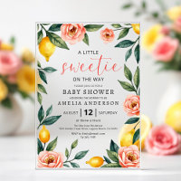 Lemon Citrus Fruit Pink Floral Summer Baby Shower