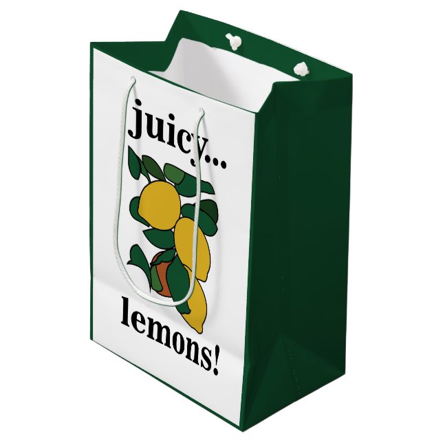Lemon Citrus Fruit Summer Birthday Medium Gift Bag (Front Angled)