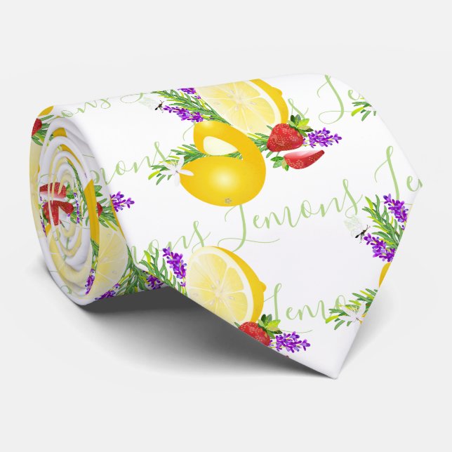 Lemon Citrus Fruit Summer Tie (Rolled)