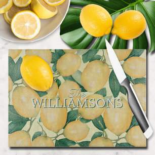 Lemon Citrus Greenery Personalized  Cutting Board