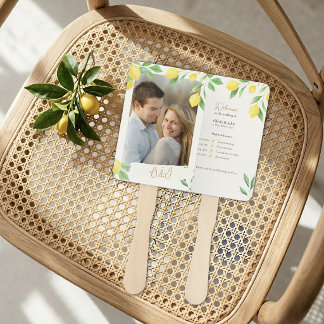 Lemon Citrus Greenery Wedding Ceremony Fan Program