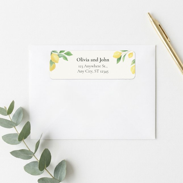 Lemon Citrus Greenery Wedding Return Address Label (Lemon Citrus Greenery Wedding Return Address Label)