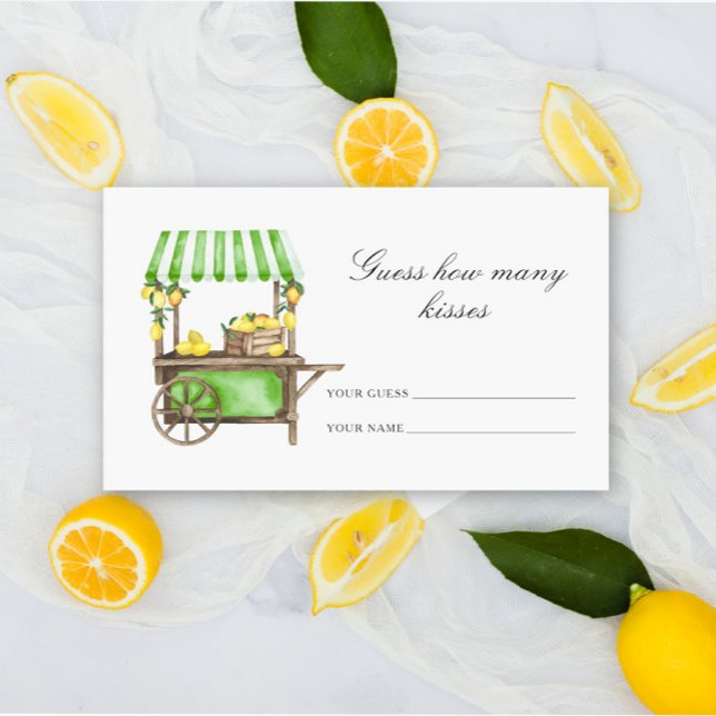 Lemon citrus - guess how many kisses bridal game enclosure card (Creator Uploaded)