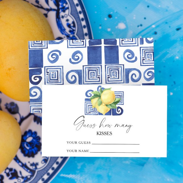 Lemon citrus - guess how many kisses bridal game enclosure card (Creator Uploaded)