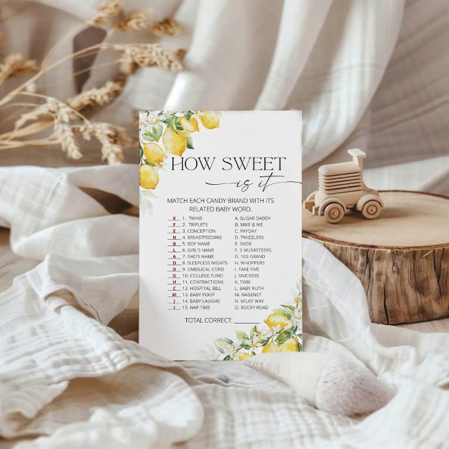 Lemon Citrus How Sweet Is It Baby Shower Game (Creator Uploaded)