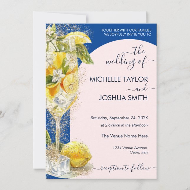 Lemon Citrus Limoncello Italy Destination Wedding Invitation (Front)