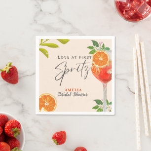 Lemon citrus Love at first spritz Bridal shower Napkin