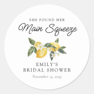 Lemon Citrus Main Squeeze Bridal Shower Classic Round Sticker
