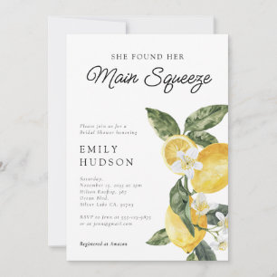 Lemon Citrus Main Squeeze Bridal Shower Invitation