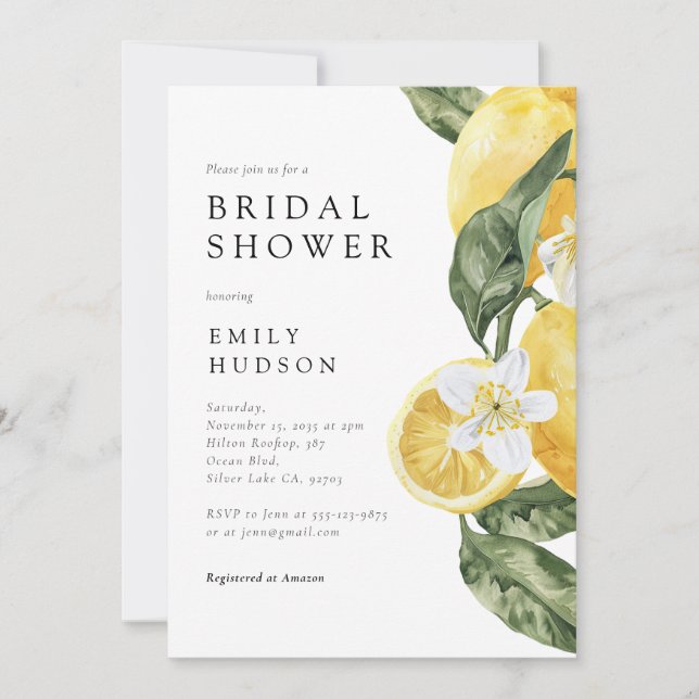 Lemon Citrus Main Squeeze Bridal Shower Invitation (Front)
