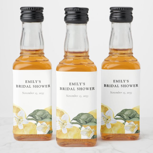 Lemon Citrus Main Squeeze Bridal Shower Liquor Bottle Label (Bottles)