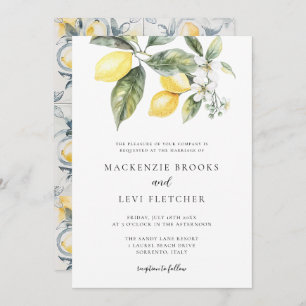 Lemon Citrus Mediterranean Tiles Nature Wedding Invitation