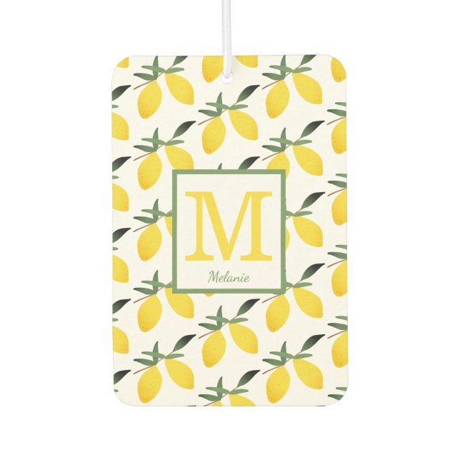 Lemon Citrus Monogram Name Air Freshener (Front)
