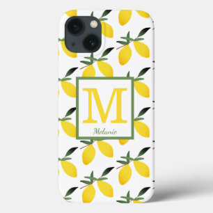  Lemon Citrus Monogram Name  iPhone 13 Case